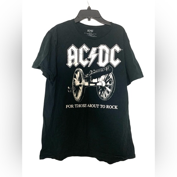 Vintage AC/DC For Those About To Rock Top Tee T-shirt Black Large - Picture 1 of 7